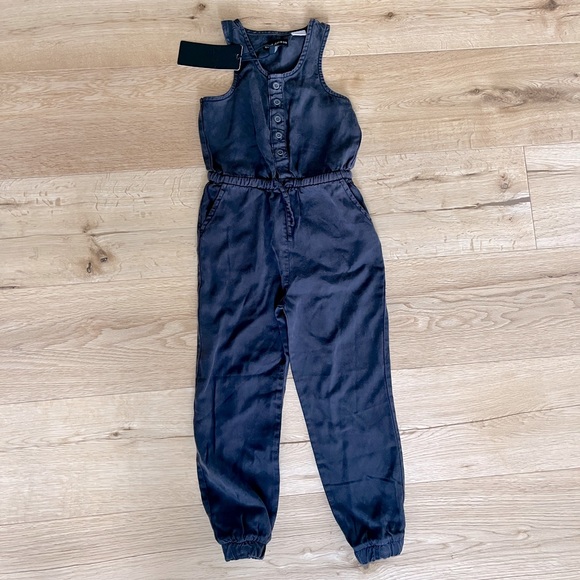 Silver Jeans NWT black button down pants romper 4T - Picture 1 of 5